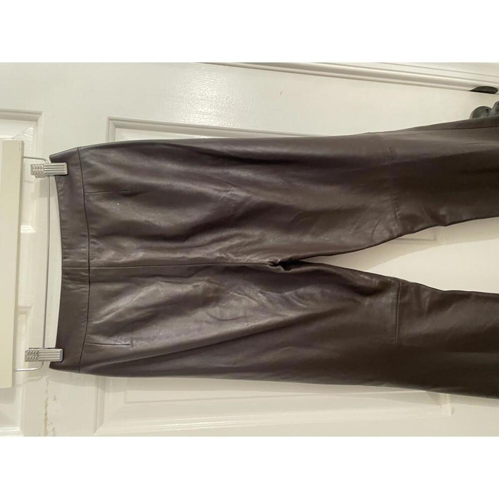 Chic Brown Leather Flared Pants - image 3